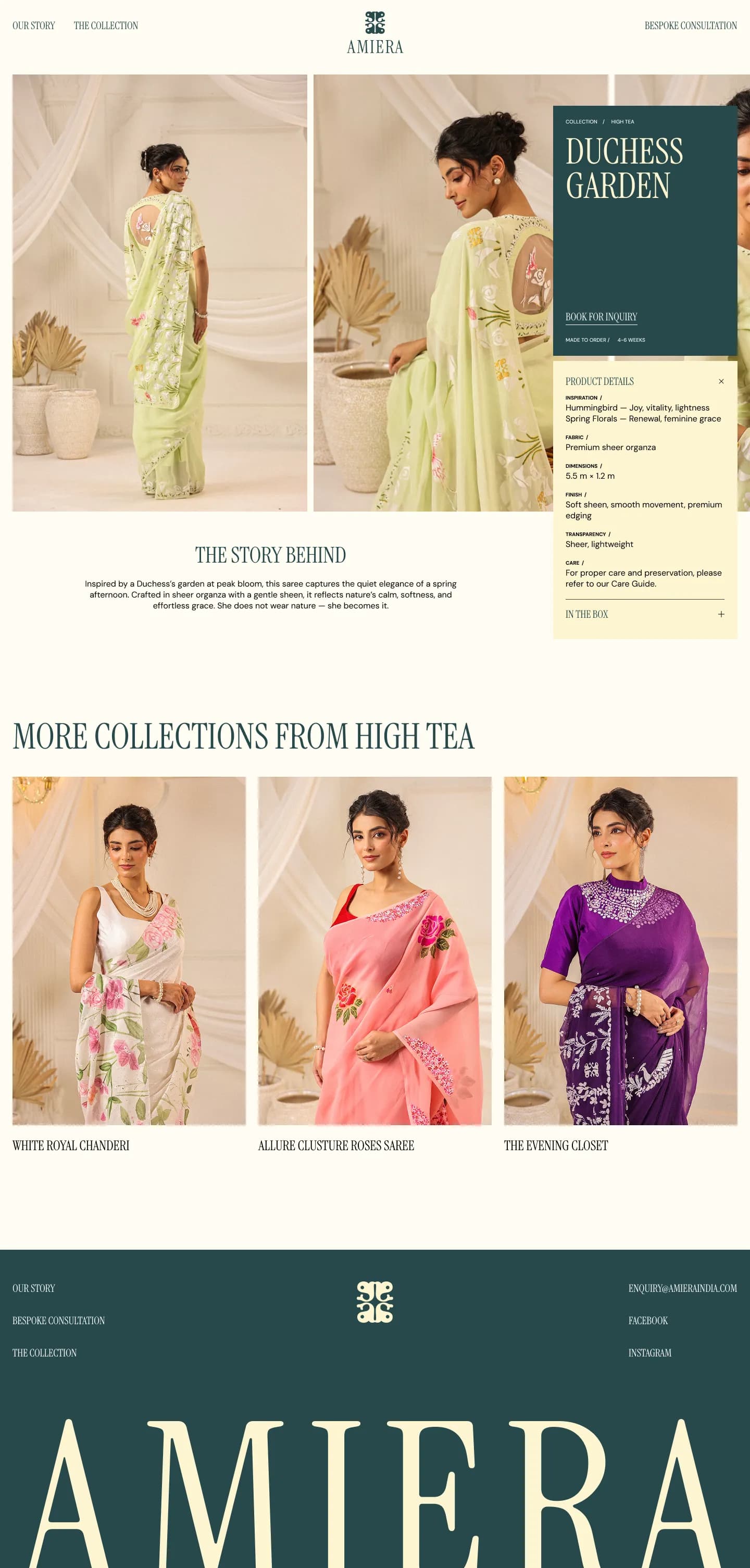 Amiera India: Product page