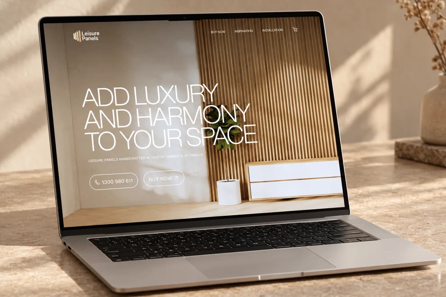 Leisure Panels: Homepage, laptop