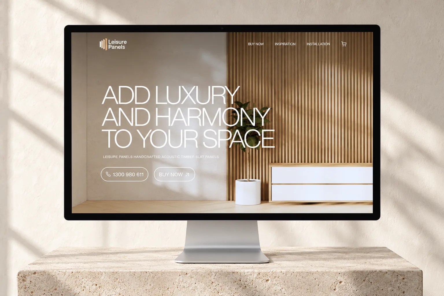 Leisure Panels: Homepage, desktop